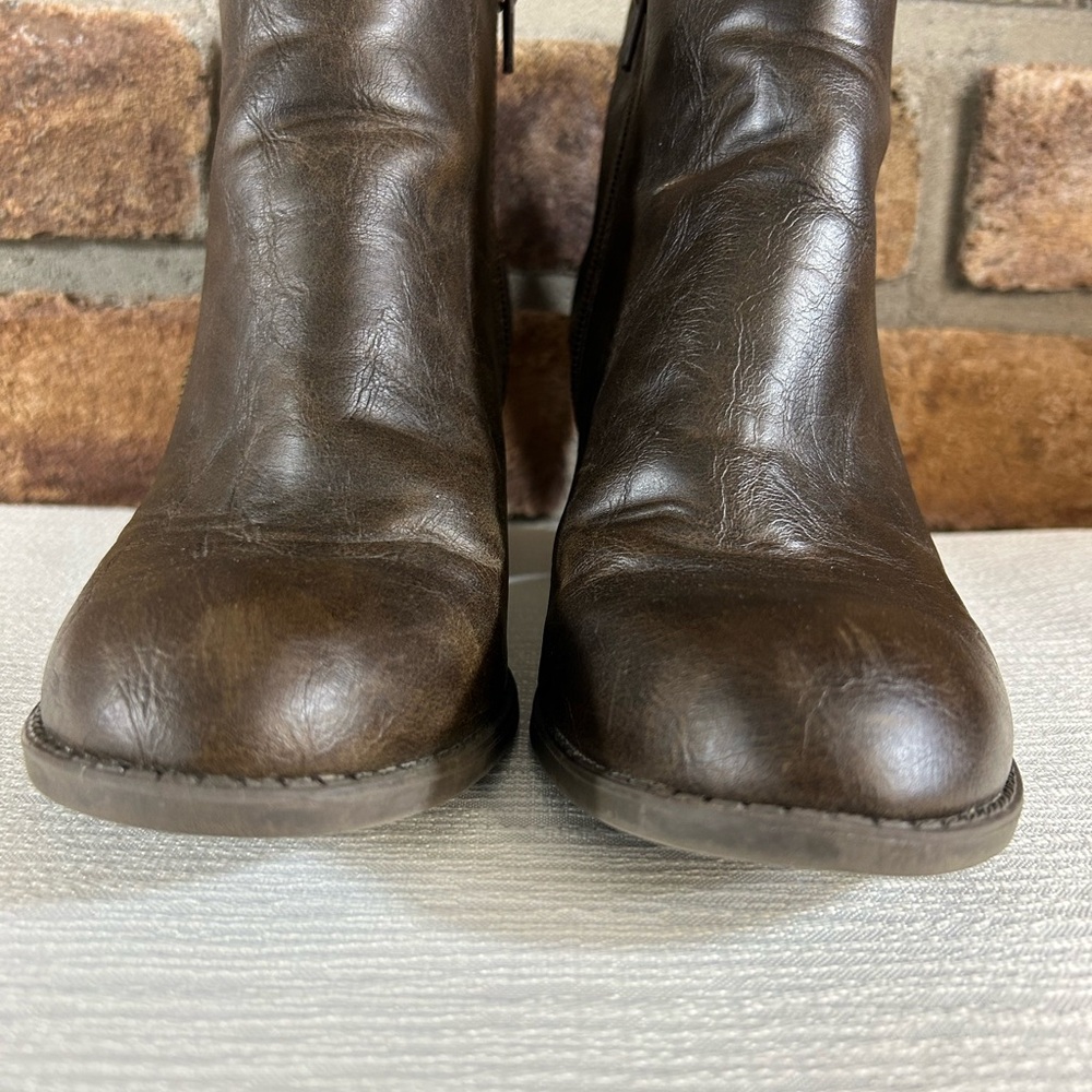 DIBA Brown Faux-Leather Ankle Boots - Picture 2 of 12